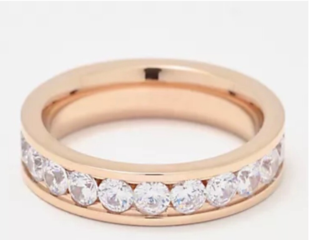 Steel by Diamonique Round-Cut Eternity Band Ring Sz 6